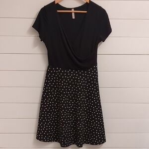 Elegant Black and White Polka Dot Dress
